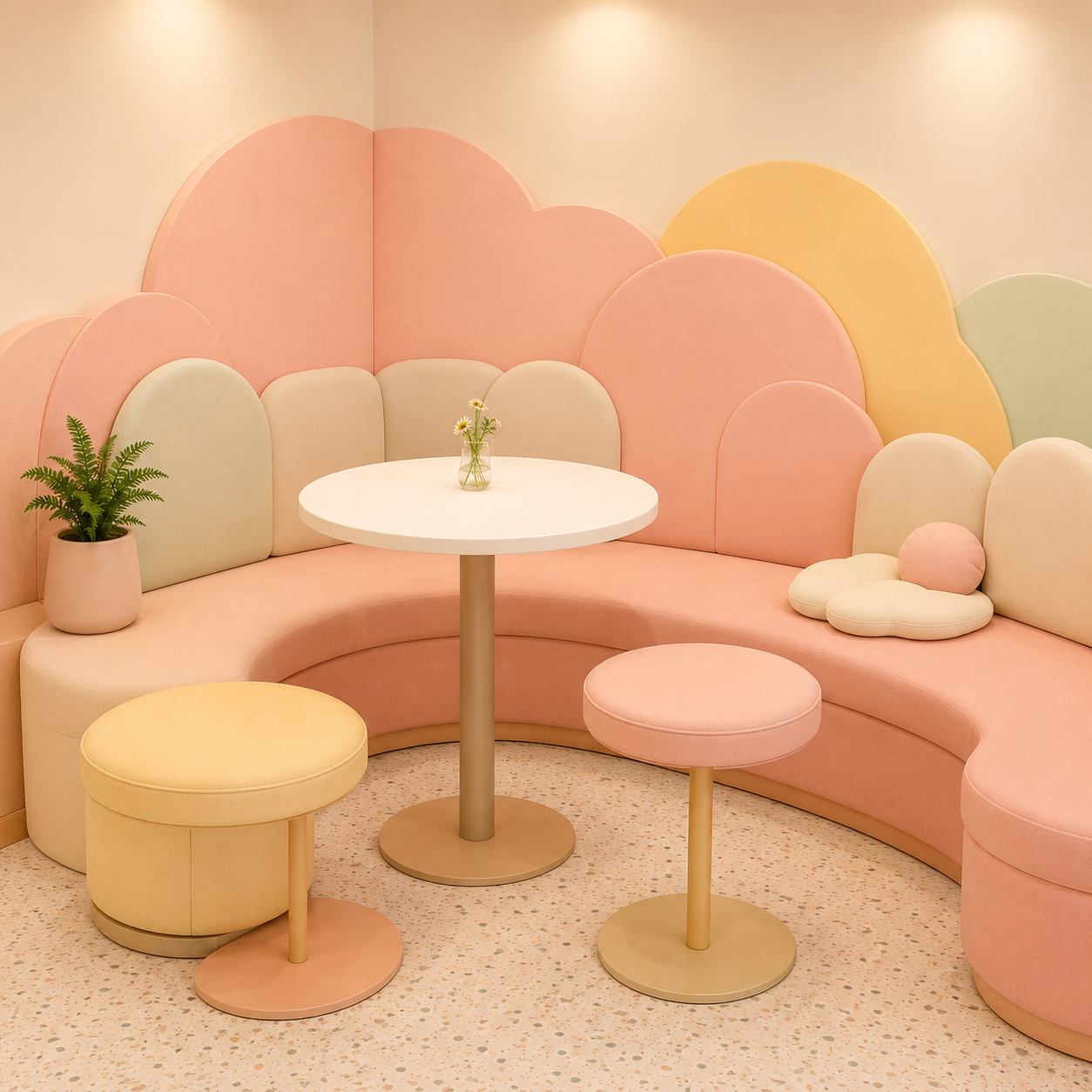 Curved Sofa & Cloud Wall
