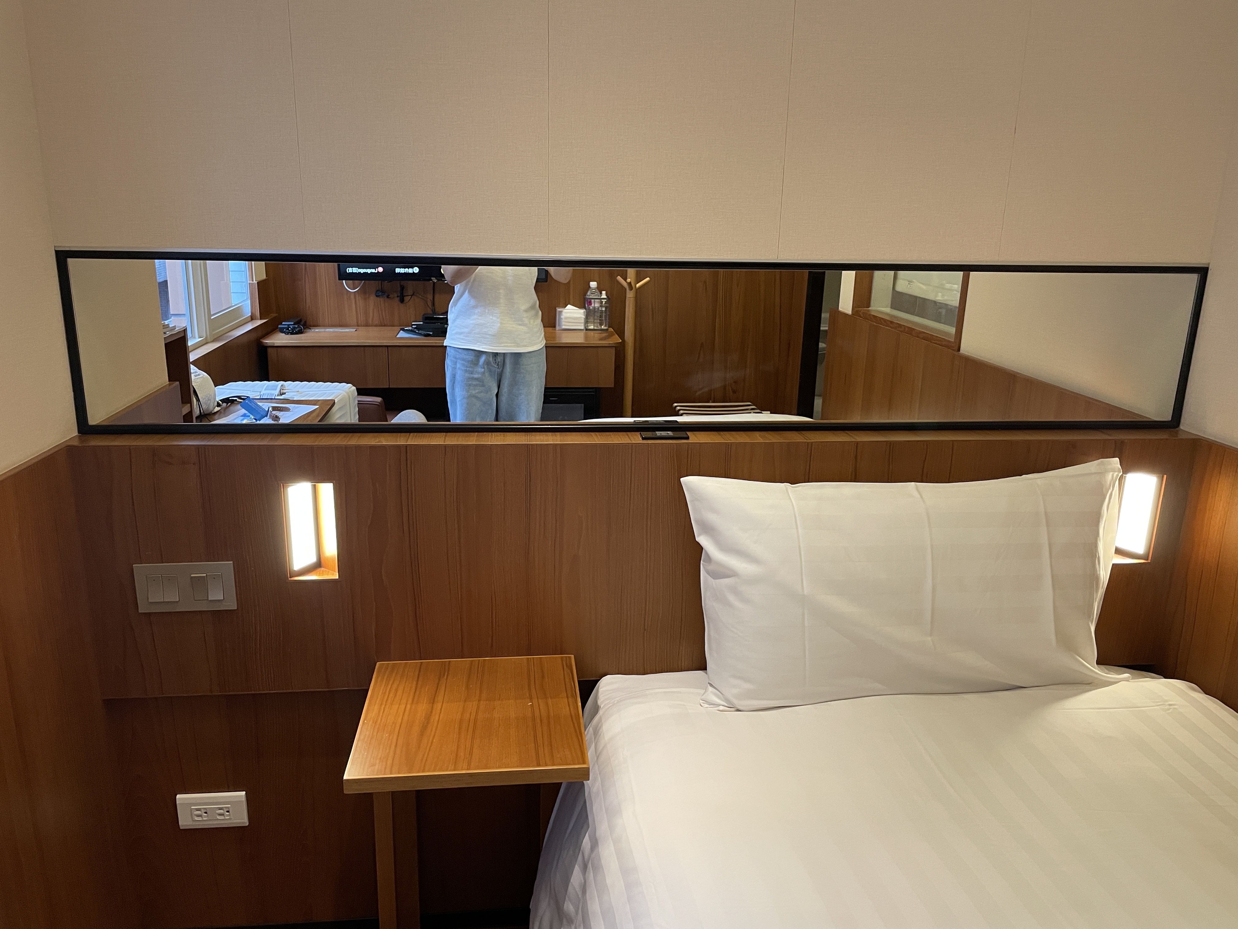 Bed and mirror