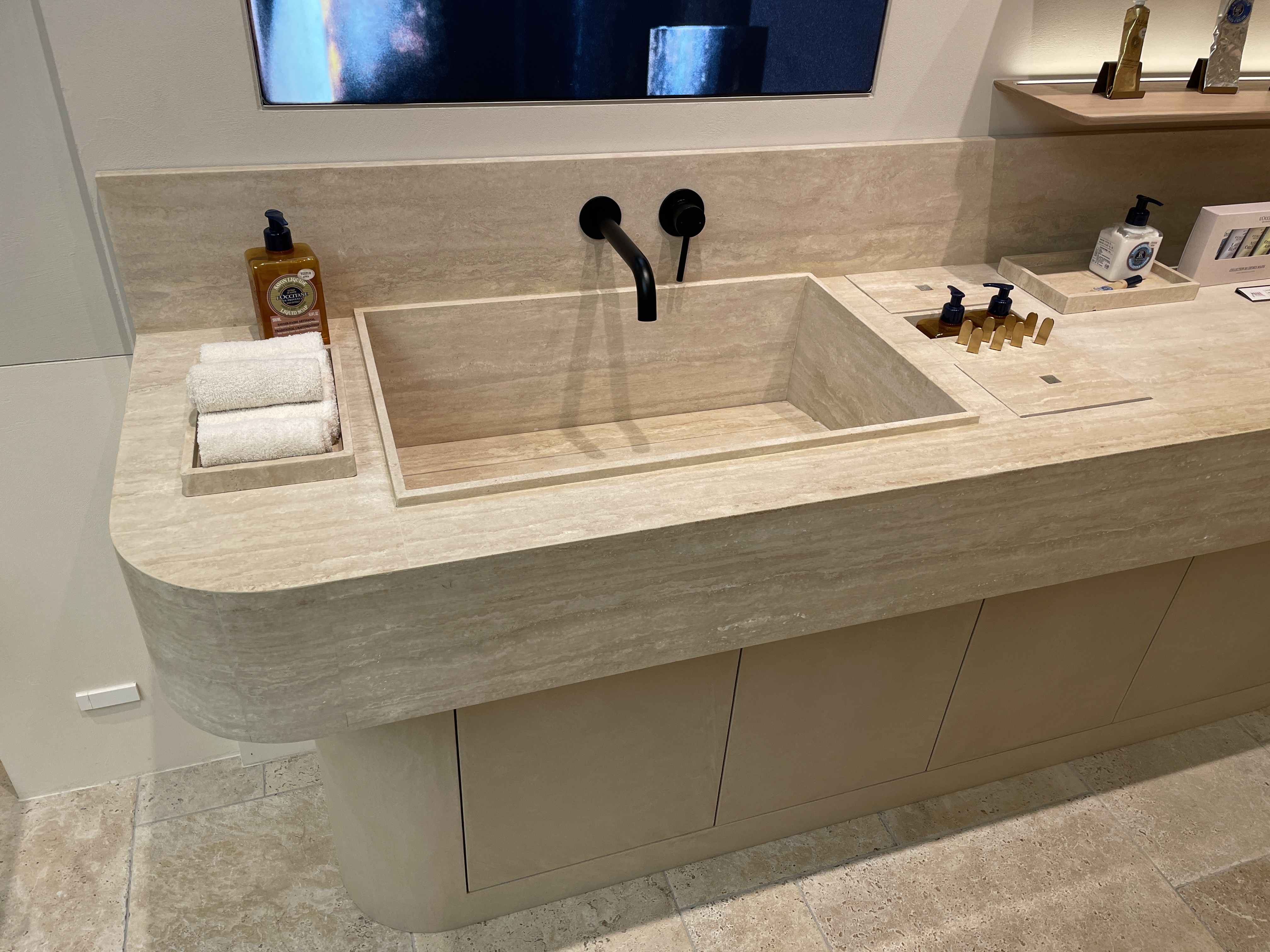 Travertine sink