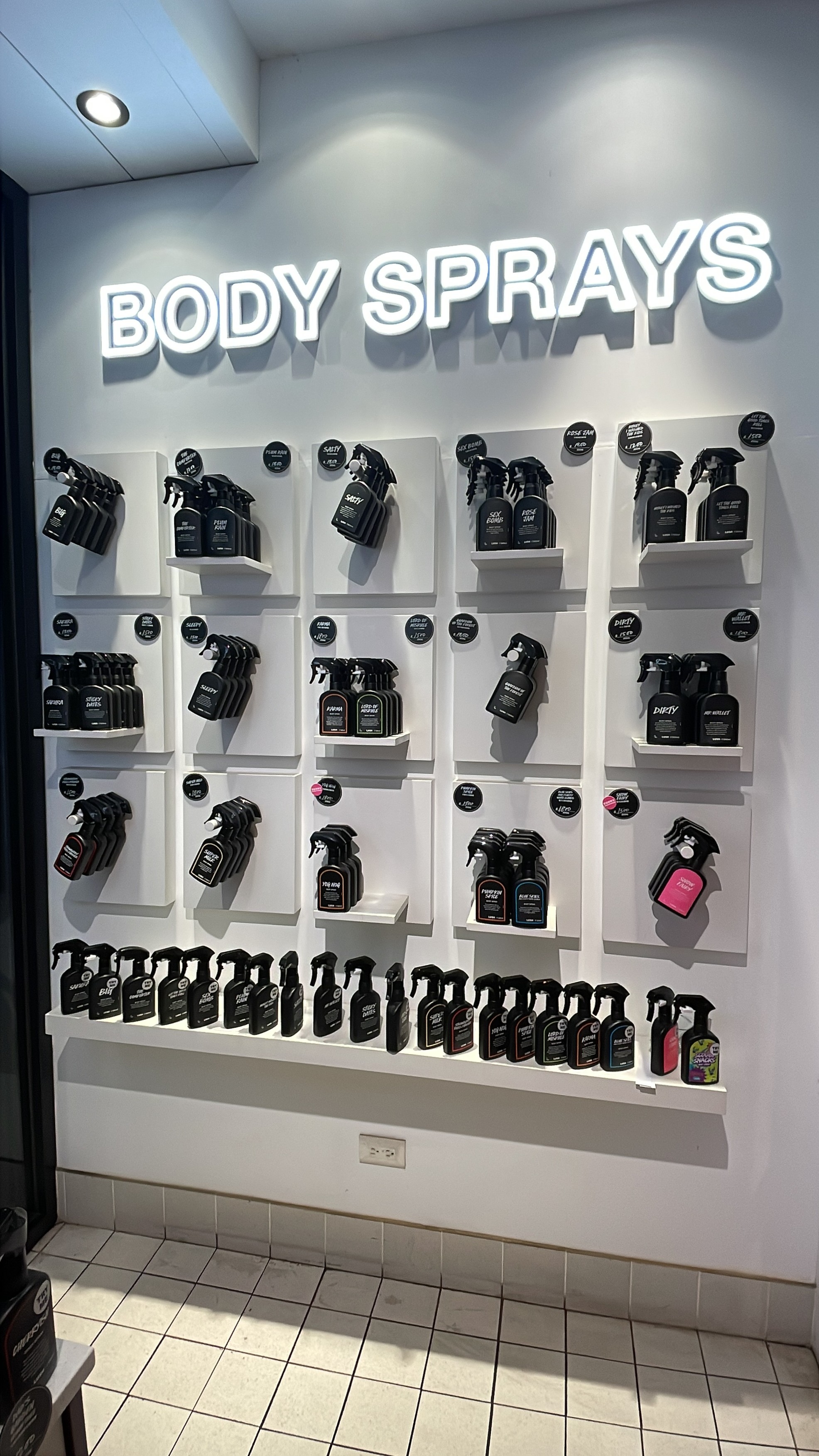 Body sprays wall