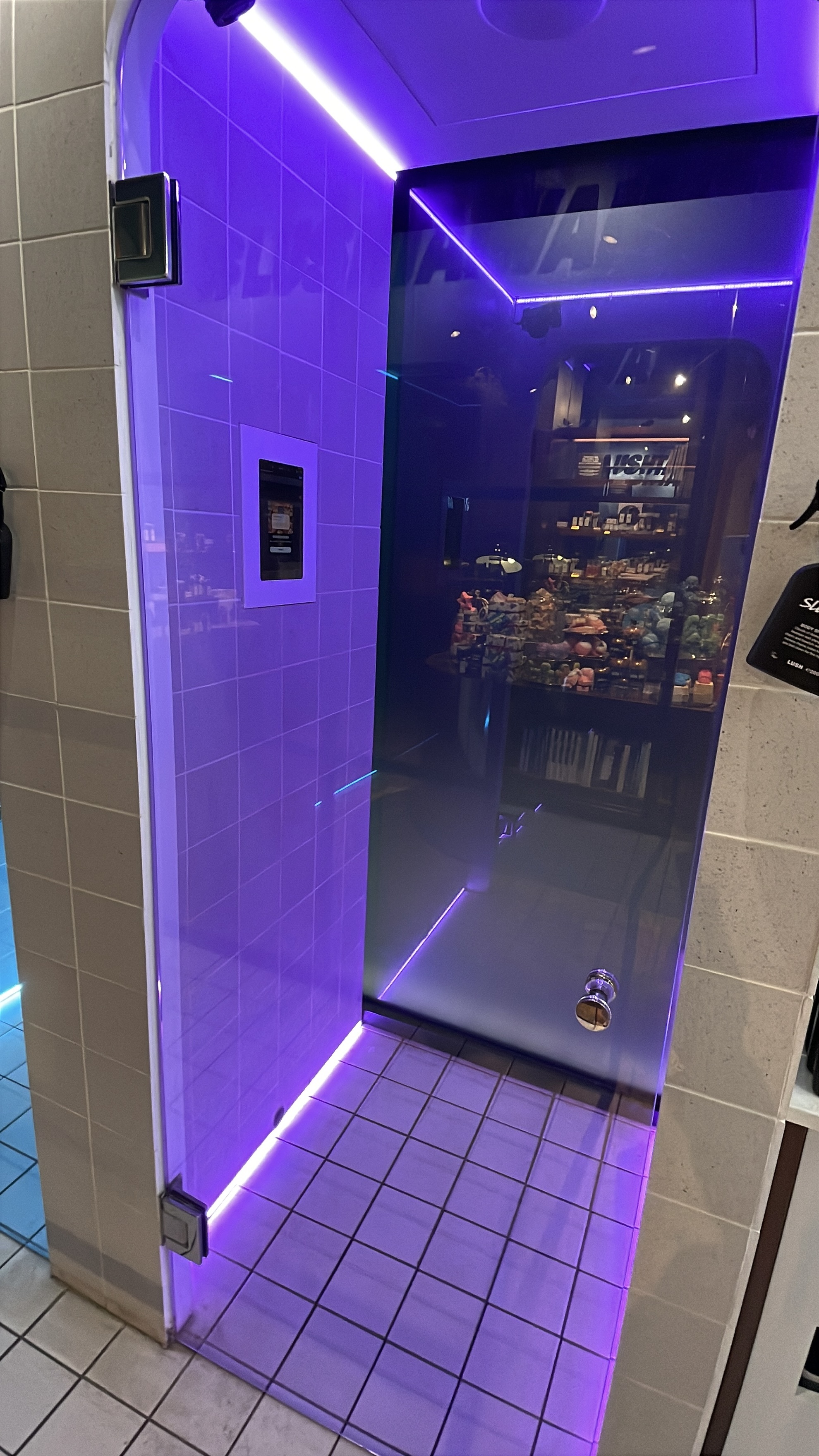 Purple shower booth
