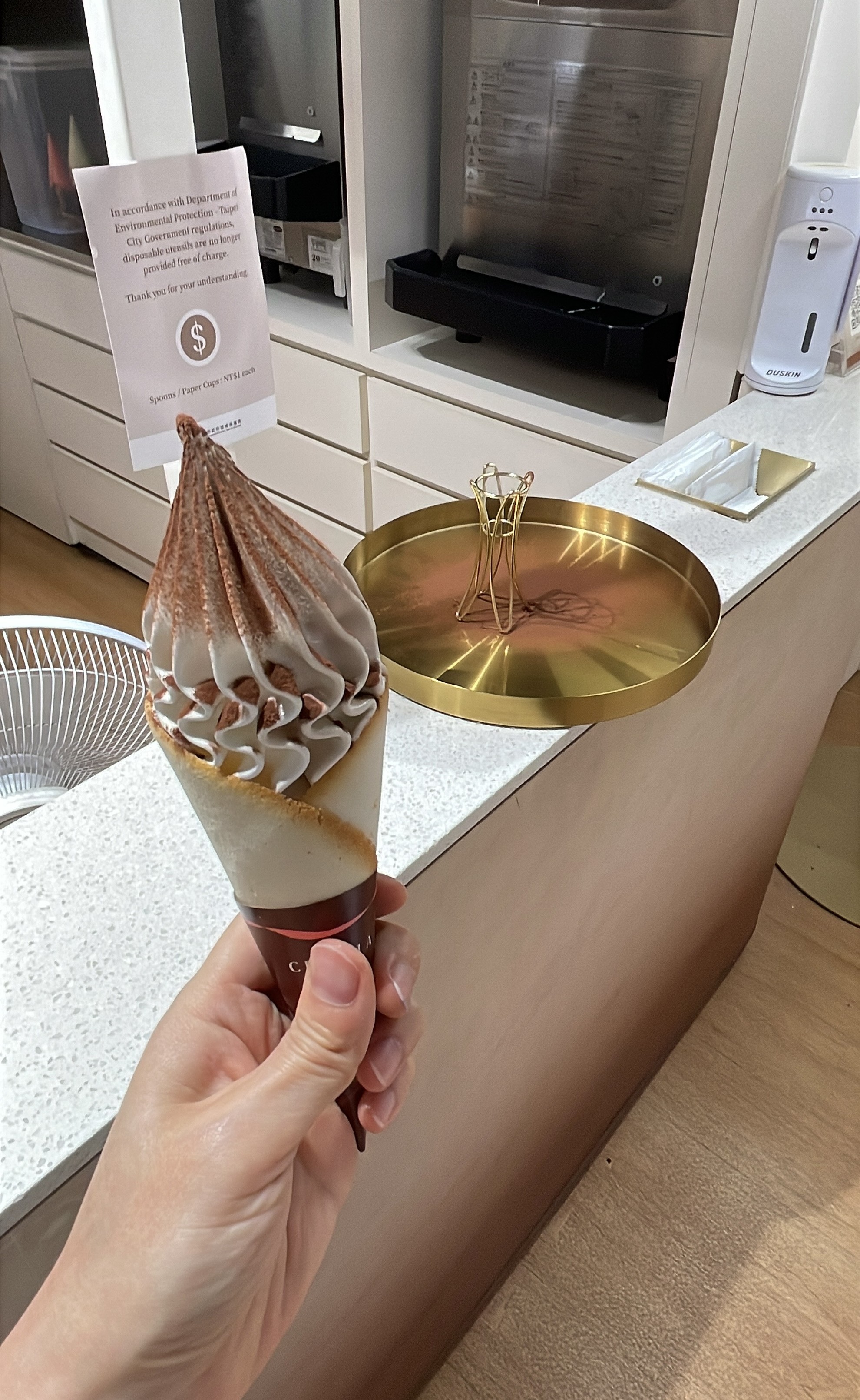 Soft cream in hand