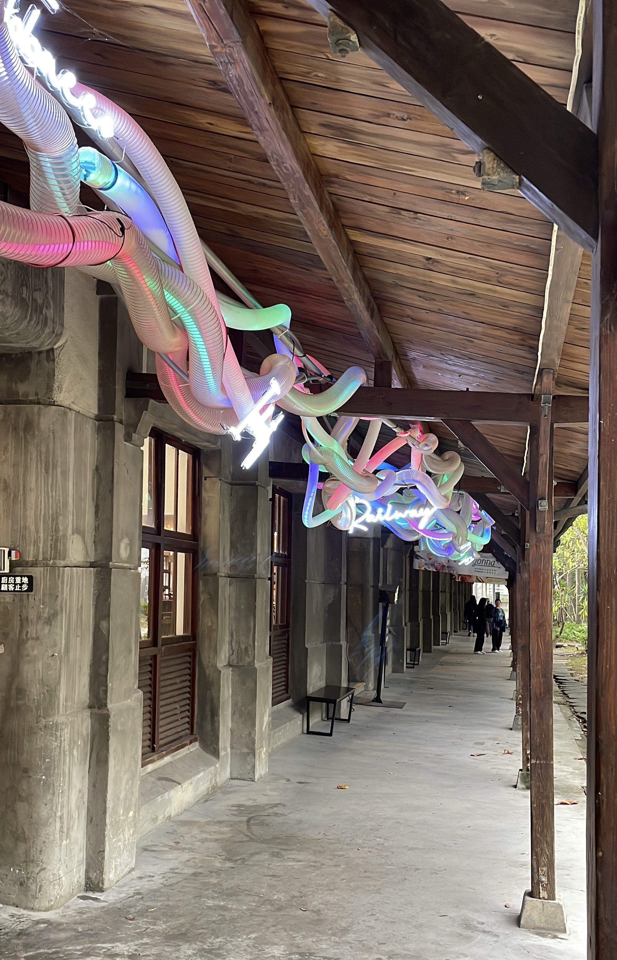 Neon installation corridor